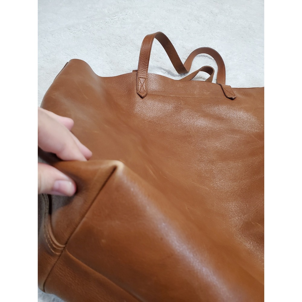 Madewell Tan Leather Large Tote Purse Bag Classic Clean Girl Boho Minimalist - Picture 6 of 14